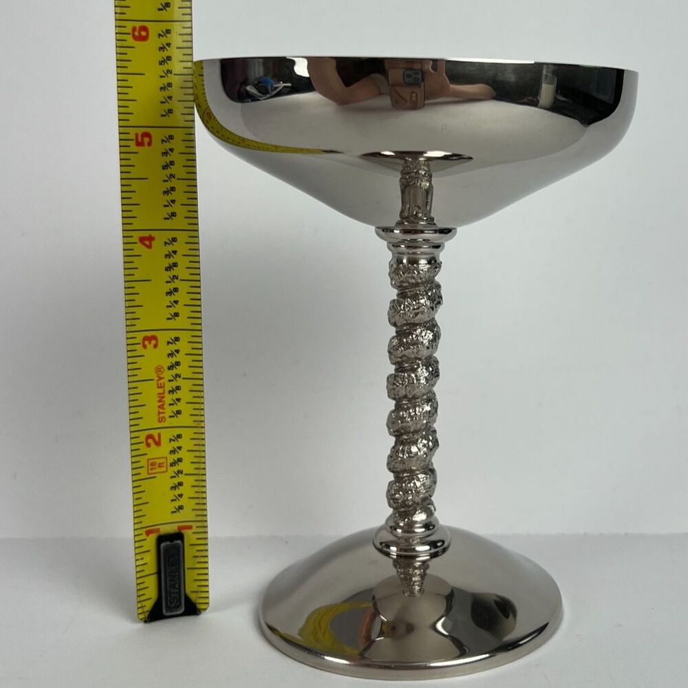 Vtg Roma SL Madrid Spain EP SS Silver Plate Champagne Coupe Set 6 Grape Stem - Picture 12 of 15